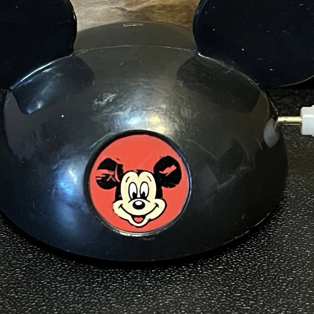 Disney Wind-Up Mickey Mouse Club Ears Mouseketeers 1990's Rolling Toy Vintage